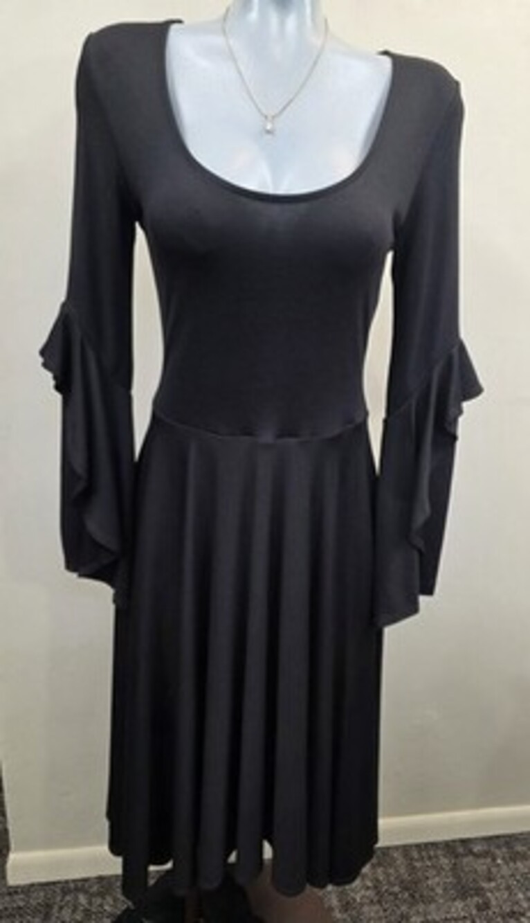 Marc Bouwer Unlimited Black Solid Knit Fit & Flare Midi Dress XS Scoop Neck